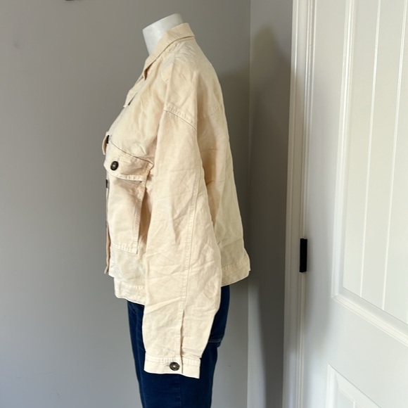 Marine Layer Holland Crop Jacket Natural Pockets Linen Lyocell Sz XL NEW - Picture 5 of 15